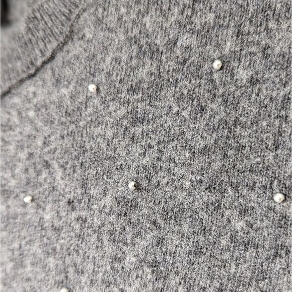 Banana Republic Italian Merino Wool Cashmere Blend Crew Silver Bead Sweater XS - Picture 4 of 5